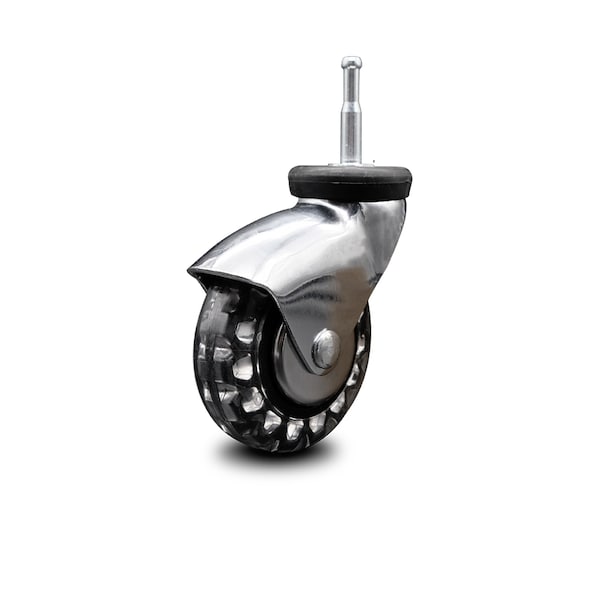 3 Inch Bright Chrome Hooded Polyurethane 5/16 Inch Grip Neck Stem Caster SCC